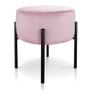 Imagem de Puff Banqueta Decorativo Industrial Preto Kit 4 Iron Suede Rosa Bebê D03 - D'Rossi