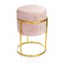 Imagem de Puff Banqueta Decorativo Redondo Veludo Rosa Base Metálica Dourado 38x30 cm - D'Rossi