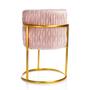 Imagem de Puff Banqueta Decorativo Redondo Veludo Rosa Base Metálica Dourado 38x30 cm - D'Rossi