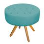 Imagem de Puff Banqueta Nanda Base Giratória de Madeira Suede Azul Turquesa - DAMAFFÊ MÓVEIS