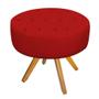 Imagem de Puff Banqueta Nanda Base Giratória de Madeira Suede Vermelho - DAMAFFÊ MÓVEIS