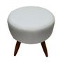 Imagem de Puff Banqueta Redondo Para Sala Quarto Penteadeira Suede Branco Pés Natural