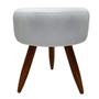 Imagem de Puff Banqueta Redondo Para Sala Quarto Penteadeira Suede Branco Pés Natural