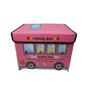 Imagem de Puff baú caixa organizadora de brinquedos infantil porta treco multiuso rosa