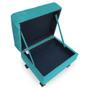 Imagem de Puff Baú Retrô Luis Xv Capitonê Suede Azul Turquesa - DS Móveis