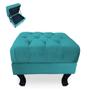 Imagem de Puff Baú Retrô Luis Xv Capitonê Suede Azul Turquesa - DS Móveis