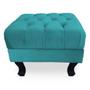 Imagem de Puff Baú Retrô Luis Xv Capitonê Suede Azul Turquesa - DS Móveis