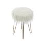 Imagem de Puff Boxbit Petit Pelo Longo Creme Base Metal