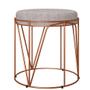 Imagem de Puff Decorativo Aramado Bronze Zaya L02 Linho Cinza - Lyam Decor