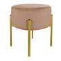 Imagem de Puff Decorativo Base Metálica Dourada Suede Cappuccino - Belliv Decor