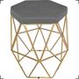 Imagem de Puff Decorativo Para Sala Hexagonal Aramado Bronze/Dourada/Preta Suede Cores - Clique E Decore 