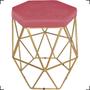 Imagem de Puff Decorativo Para Sala Hexagonal Aramado Bronze/Dourada/Preta Suede Cores - Clique E Decore 