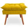 Imagem de Puff Decorativo Quadrado Opala Pés Palito Tecido Suede Amarelo Kimi Design