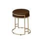 Imagem de Puff Decorativo Redondo Sakura Base Metal Dourado Suede Marrom G41 - Gran Belo