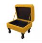 Imagem de Puff Decorativo Retro Luiz XV com Baú Suede Amarelo 60 cm