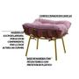 Imagem de Puff Decorativo Sala de Estar Abel Base de Madeira Dourado Suede Rosa G41 - Gran Belo