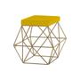 Imagem de Puff Decorativo Sala de Estar Base Gold Trixie Suede Amarelo G41 - Gran Belo