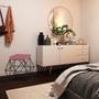 Imagem de Puff Decorativo Sala de Estar Base Preto Trixie Suede Rosa G41 - Gran Belo
