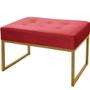 Imagem de Puff Decorativos Sala Quarto Paris Veludo Vermelho Base Dourado Speciale Home