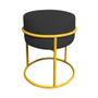 Imagem de Puff Luma Suede Preto com Base de Aço Amarela  