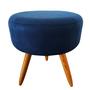 Imagem de Puff Puf Decorativo Lavínia Redondo Suede Azul Marinho Pés Palito Madeira Ms Decor