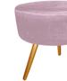 Imagem de Puff Puf Decorativo Lavínia Redondo Suede Rose Pés Palito Madeira Ms Decor