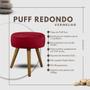 Imagem de Puff Pufe Redondo Para Quarto Sala Decorativo Pés Palito madeira Retro Suede Luxo Lemape Vermelho
