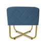 Imagem de Puff Quadrado Bela Suede Azul Royal Base X  Dourado - Vallisa Decor