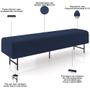 Imagem de Puff Recamier Decorativo com Pés Industrial 195cm Novara P05 Veludo Azul Marinho - Lyam Decor