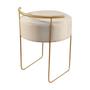 Imagem de Puff Redondo Ivar em Linho e Base Metal Dourado Agarb Decor