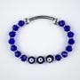 Imagem de Pulseira 3 Olhos Gregos Azul com Canutilho Cristal
