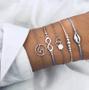 Imagem de Pulseira 5 Peças Conjunto Prateado Mar Infinito Concha F0546