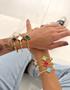 Imagem de Pulseira Bracelete Fio Torcido Rígido Pingente Flor trevo Folheado Ouro Luxo Inspiração Blogueira Virginia