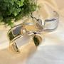Imagem de Pulseira Bracelete Larga com Vinco em Metal