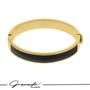 Imagem de Pulseira Bracelete Oval Wide Resina Preto 68mm Semijoia Banhado a Ouro