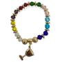 Imagem de Pulseira Cigana colorida com pingente taça de cristal e silicone douradas