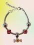 Imagem de Pulseira Com Cinco Pingentes Coloridas Infantil Para Presente Bracelete Coração Com Fecho Estilo Prateada Moda Acessório