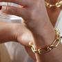 Imagem de Pulseira com elos medindo 22 cm de comprimento, incluído extensor. Banhada  a ouro 18k