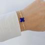 Imagem de Pulseira Corrente dupla Com Zircônia Quadrada Azul e Pontos de Luz Banho Ouro 18K