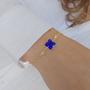 Imagem de Pulseira Corrente dupla Com Zircônia Quadrada Azul e Pontos de Luz Banho Ouro 18K