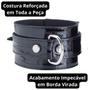 Imagem de Pulseira Couro Legítimo Algemas Preto Vinil Ajustável Fantasia Estilo Vinil Latex Amor Luxo Haloween