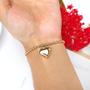 Imagem de Pulseira de Bolinhas com Pingente de Coração Folheada em Ouro 18K Softjoias