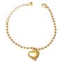 Imagem de Pulseira de Bolinhas com Pingente de Coração Folheada em Ouro 18K Softjoias