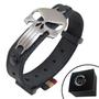 Imagem de Pulseira de Couro Preto SKULL Onix com Fecho STRAP PLUG Ajustável