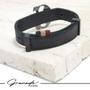 Imagem de Pulseira de Couro Preto SKULL Onix com Fecho STRAP PLUG Ajustável