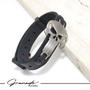 Imagem de Pulseira de Couro Preto SKULL Onix com Fecho STRAP PLUG Ajustável