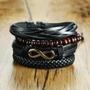 Imagem de Pulseira de couro simbolo infinito jogo com 4 pulseiras 