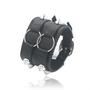 Imagem de Pulseira de Spike couro preto  rock roqueiro de metal fivela Bracelete Dupla fank Cone Tachas Punk