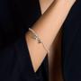 Imagem de Pulseira Dourada de Pérolas com Olho Grego Coração e Ponto de Luz