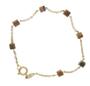 Imagem de Pulseira Elo Português Com Cubos Olho De Tigre Ouro J25343